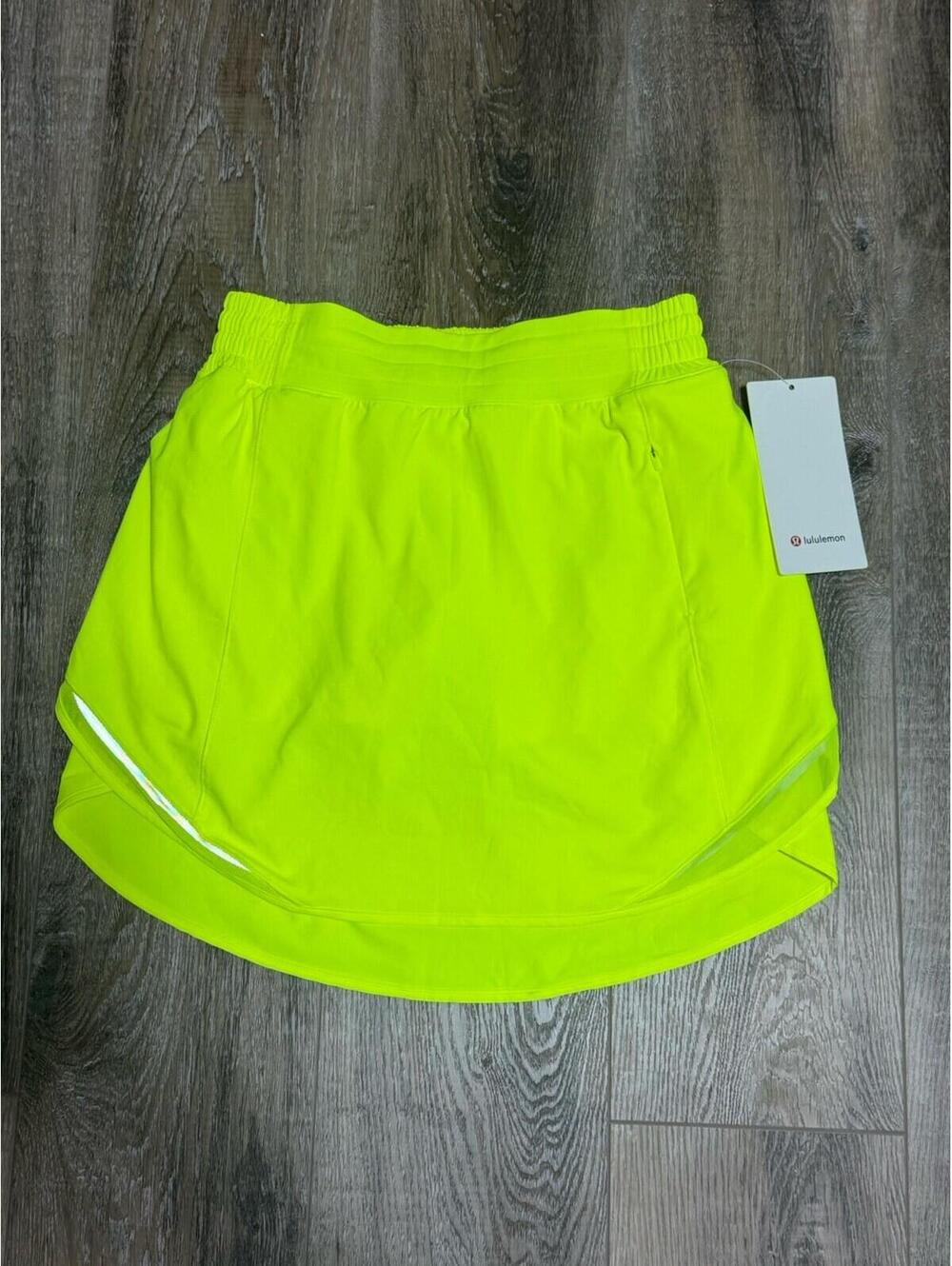 Lululemon Hotty Hot HR Long Highlight Yellow Neon Skort 6 Athleisure Pickleball